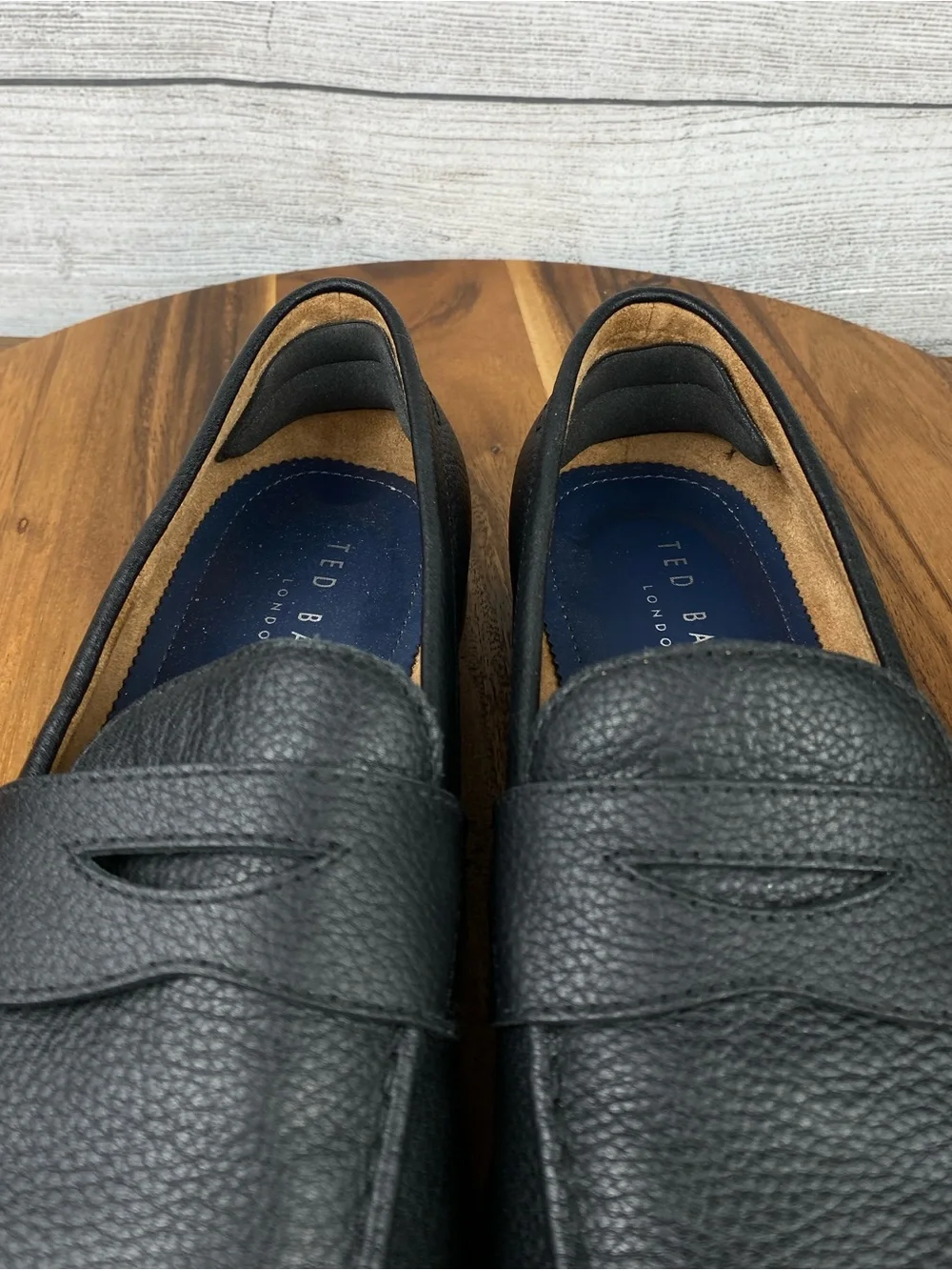 Ted Baker Parliament Penny Loafers Pebbled Black Leather Upper Men’s Shoe Size 9